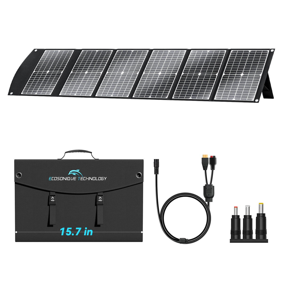 Extreme Lightweight and Compact Foldable Ecosonique 100W Portable Solar Panels Charger for Camping Power Station, Solar Generators, Cell Phones with USB QC3.0, Type-C PD3.0, Anderson and XT60 DC 20V