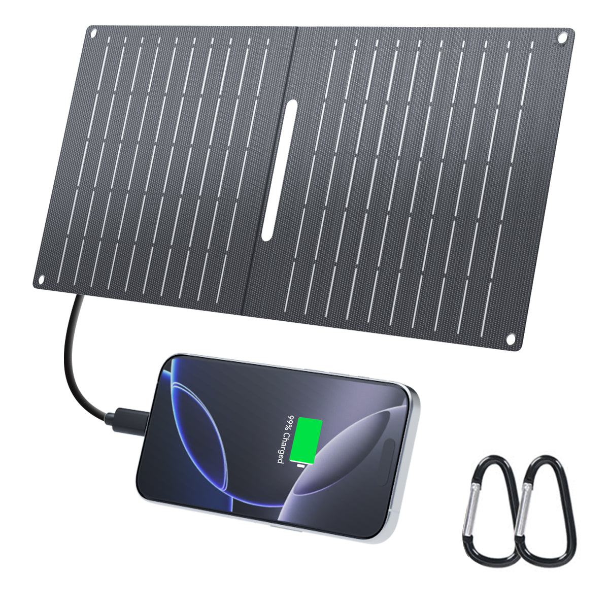 Ecosonique 15W Small Solar Charger Panels with USB C USB A Fast Charging Foldable Emergency Power Panels for Camping Backpacking Compatible with Cell Phone, iPhone, Samsung Galaxy, Google Pixel, LG