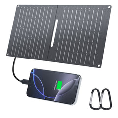 Ecosonique 15W Small Solar Charger Panels with USB C USB A Fast Charging Foldable Emergency Power Panels for Camping Backpacking Compatible with Cell Phone, iPhone, Samsung Galaxy, Google Pixel, LG