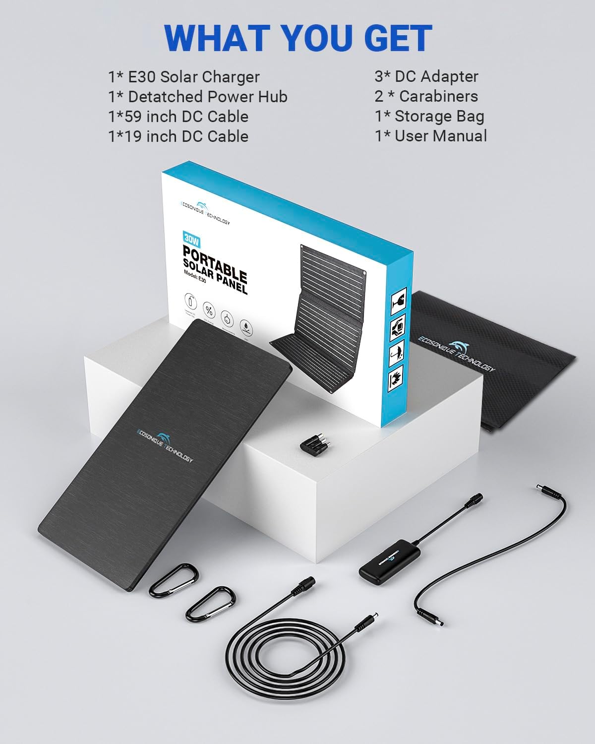 Camping Accessories 30W Portable Solar Panel With Detachable Power