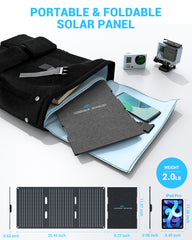 Ecosonique 30W Portable Solar Charger Foldable Solar Panels with USB C USB A Fast Charging Waterproof for Camping Backpacking Compatible with Cell Phone, iPhone, iPad, Samsung Galaxy, LG, Power Banks